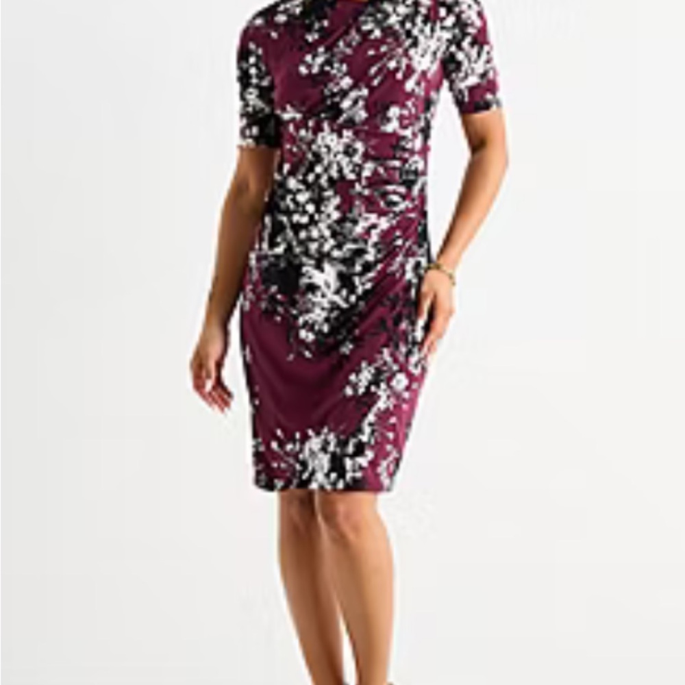 Connected Apparel Purple Floral Midi Dress